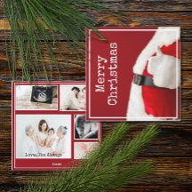 Vintage Santa Anpassad 5 Foto Platt Jul