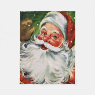 Vintage Santa Ansikte 1 Fleecefilt