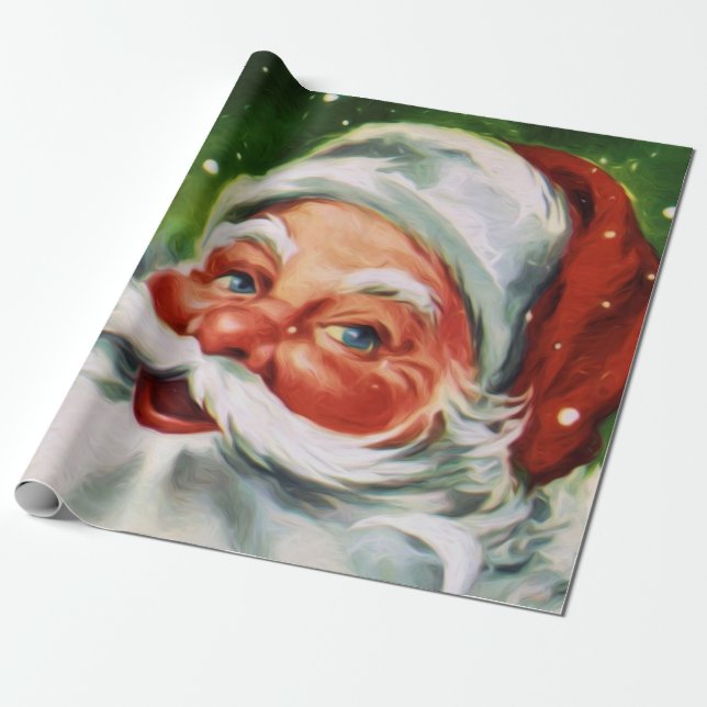 Vintage Santa Ansikte 1 Presentpapper (Utrullad)