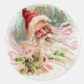 Vintage Santa Ansikte Runt Klistermärke
