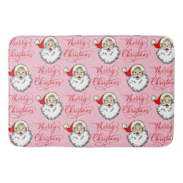 Vintage Santa Ansikte sjölösa julen Mönster Badrumsmatta