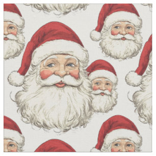 Vintage Santa Ansikte White Fabric Tyg
