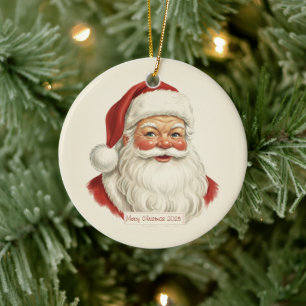 Vintage Santa-ansiktsillustration Juldekoration