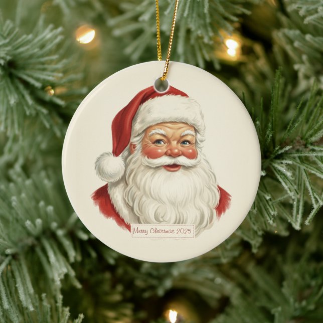 Vintage Santa-ansiktsillustration Juldekoration  (Träd)