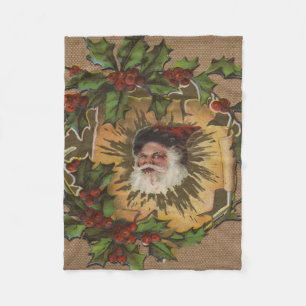 Vintage Santa Antik Julmistel Jul Fleecefilt