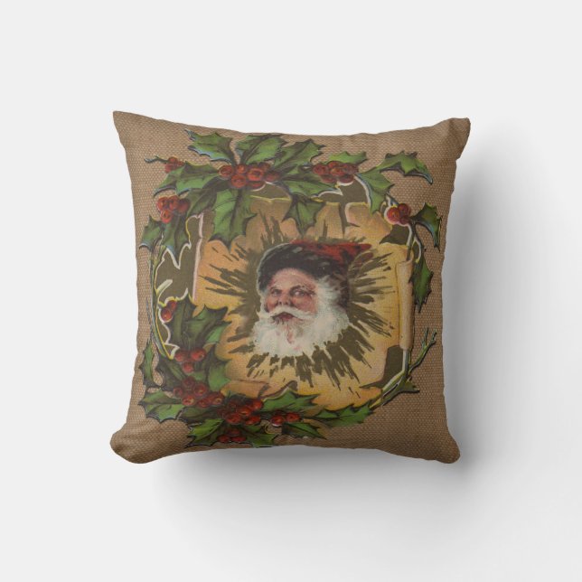 Vintage Santa Antik Julmistel Jul Kudde (Framsida)