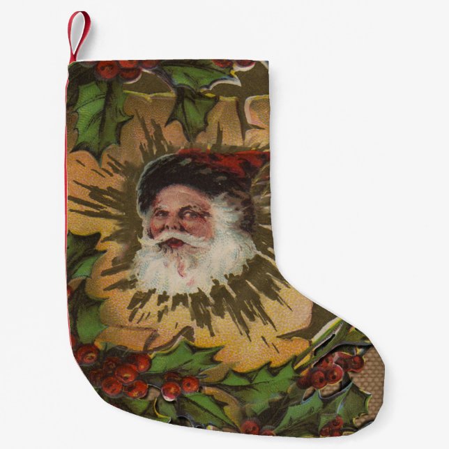 Vintage Santa Antik Julmistel Jul Liten Julstrumpa (Framsidan)