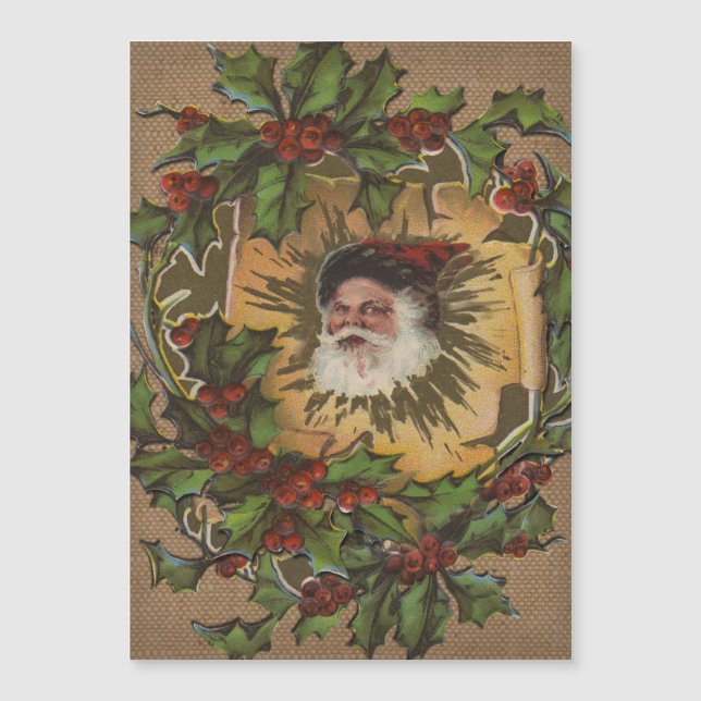 Vintage Santa Antique Holly-jul (Framsida)