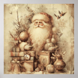 Vintage Santa Artwork. Sepia-tonkonst Poster