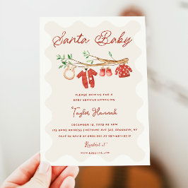 Vintage Santa Baby Christmas Baby Shower Inbjudningar