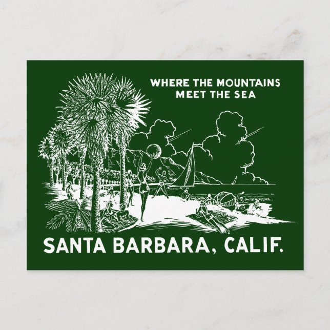 Vintage Santa Barabara California Vykort (Framsida)