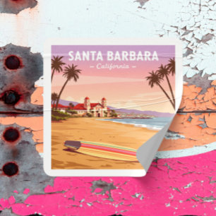 Vintage Santa Barbara California Fyrkantigt Klistermärke