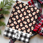 Vintage Santa Black Gingham Monogrammed jul Kökshandduk<br><div class="desc">Lägg till en charmig, festlig beröring i köket den här julhelgen med den här vintagen tomten och svart gingham i monogrammad julhandduk. Med en nostalgisk Jultomten-design parad med ett klassiskt svart och vitt gingham mönster kan den här handduken vara personlig med ditt första för en unik helgdag och snyggt. Perfekt...</div>