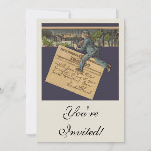 Vintage Santa Brev Inbjudningar