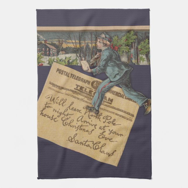 Vintage Santa Brev Kökshandduk (Vertikal)