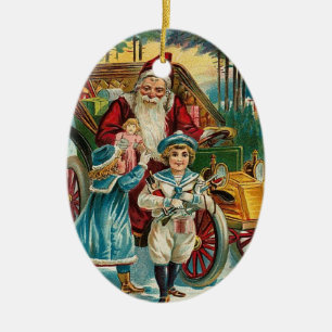 Vintage Santa Brings Presenter Julgransprydnad Keramik
