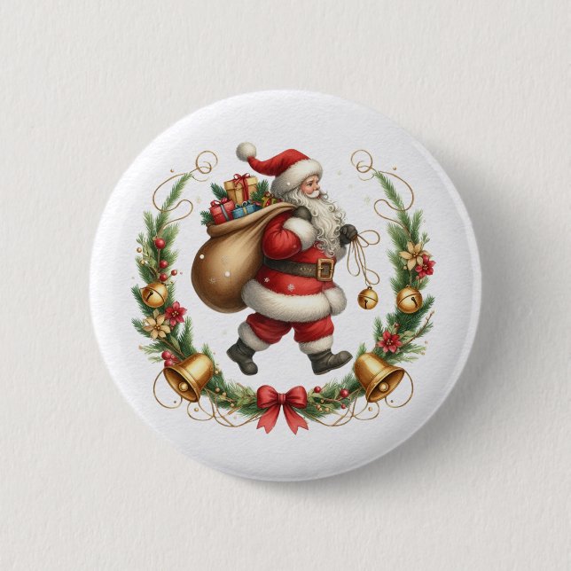 Vintage Santa Button Knapp (Framsida)