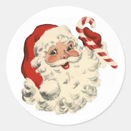 Vintage Santa Candy cane Helgdag Sticker Runt Klistermärke