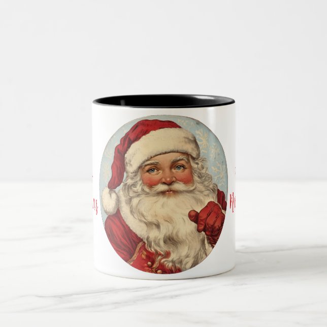 Vintage Santa Caus illustration 2 Två-Tonad Mugg (Center)
