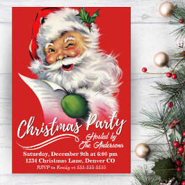 Vintage Santa Checke Hans List-jul Party Inbjudningar
