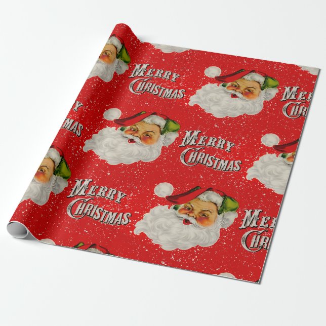 Vintage Santa Cheer Presentpapper (Utrullad)