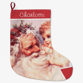 Vintage Santa Child's Christmas Stocking Stor Julstrumpa