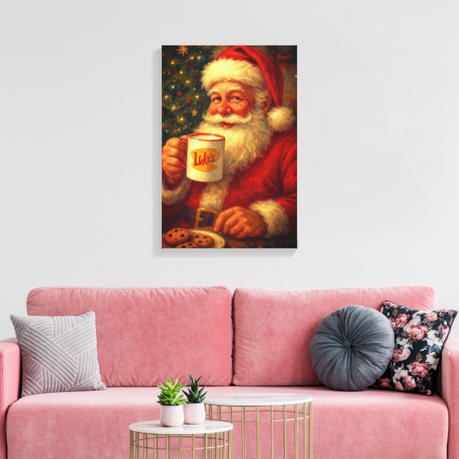 Vintage Santa Christma Stretched Canvas  (Insitu (Vardagsrum))