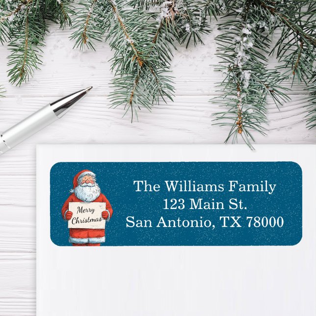 Vintage Santa Christmas Address Returadress Etikett (Santa Return Address Stickers)