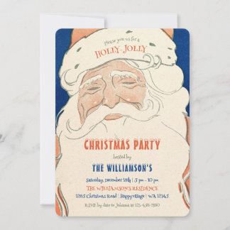 Vintage Santa Christmas Party Invitation Inbjudningar