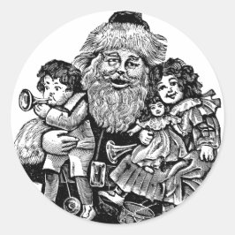 VINTAGE SANTA CHRISTMAS ROUND STICKER RUNT KLISTERMÄRKE