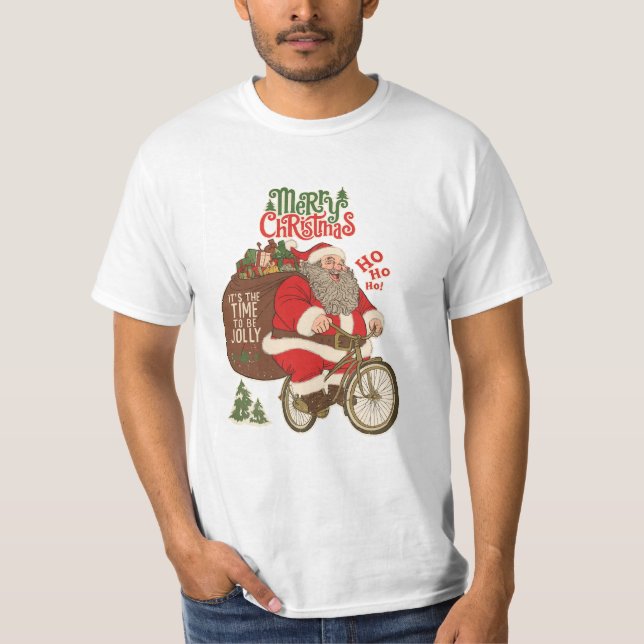 Vintage Santa Christmas T-Shirt (Framsida)