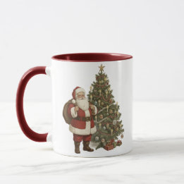 Vintage Santa & Christmas Tree Mugg
