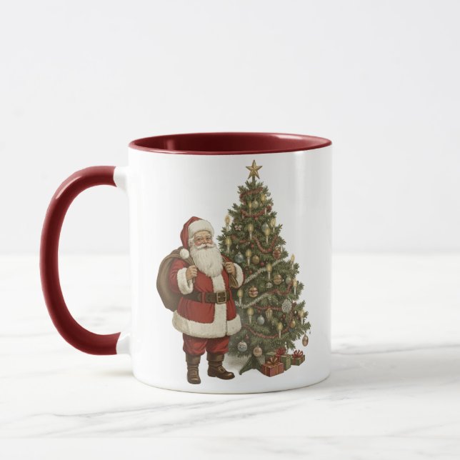 Vintage Santa & Christmas Tree Mugg (Vänster)