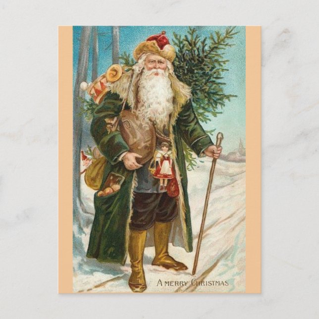 Vintage Santa Claus Christmas Card Vykort (Framsida)