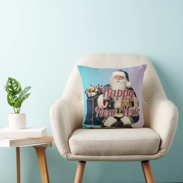 Vintage Santa Claus Gott Nytt År Kudd  Kudde (Stol)