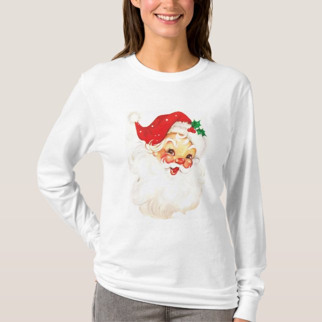 Vintage Santa Claus Illustration T Shirt (Framsida)