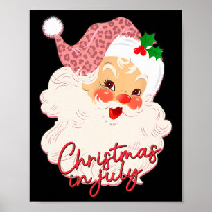 Vintage Santa Claus jul i juli rosa sommar Poster