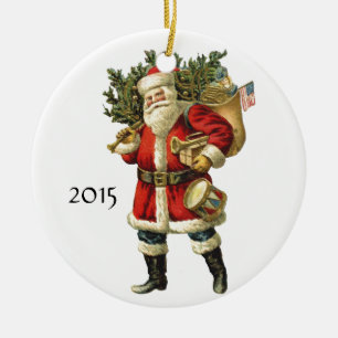 Vintage Santa Claus julgransprydnad lägg till namn Keramik