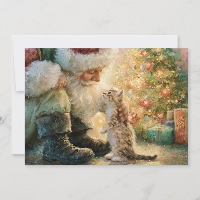 Vintage Santa Claus Kittens jul  Julkort (Framsida)