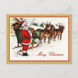 Vintage Santa Claus och renar God Jul Helg Vykort