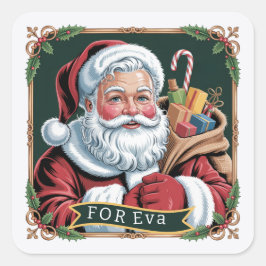 Vintage Santa Claus Seal Sticker Sticker Fyrkantigt Klistermärke