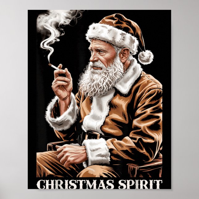 Vintage Santa Claus Smoking Cigarette Funny Christ Poster (Framsidan)