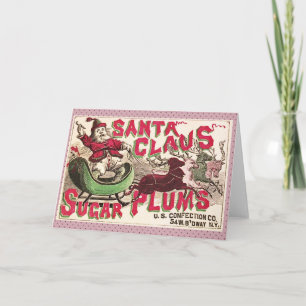 Vintage Santa Claus Sockerplommon Reklam Gammal Go Helgkort