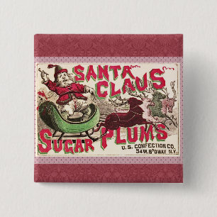 Vintage Santa Claus Sockerplommon Reklam Gammal Go Knapp