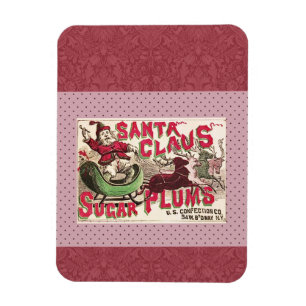 Vintage Santa Claus Sockerplommon Reklam Gammal Go Magnet