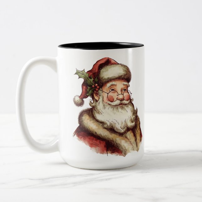 Vintage Santa Claus Två-Tonad Mugg (Vänster)