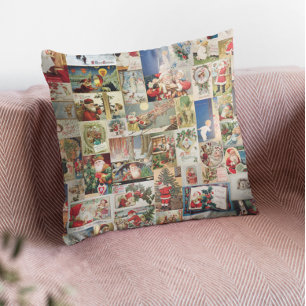 Vintage Santa Claus Victorinsk decoupage-postkort Kudde
