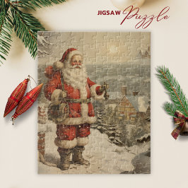 Vintage Santa Claus Winter Scene Jigsaw Puzzle Pussel
