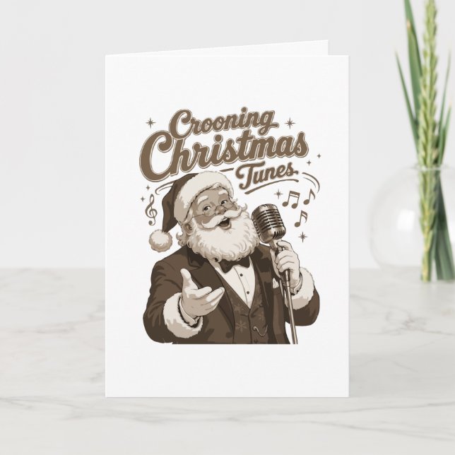 Vintage Santa Crooner Jultröja Kort (Framsida)