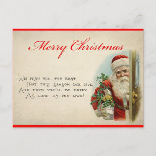 Vintage Santa Cute-Dikt Vykort